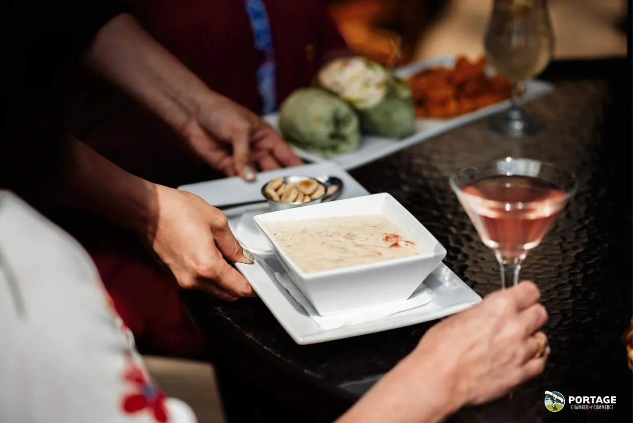 Chowder and appetizers served to the bar