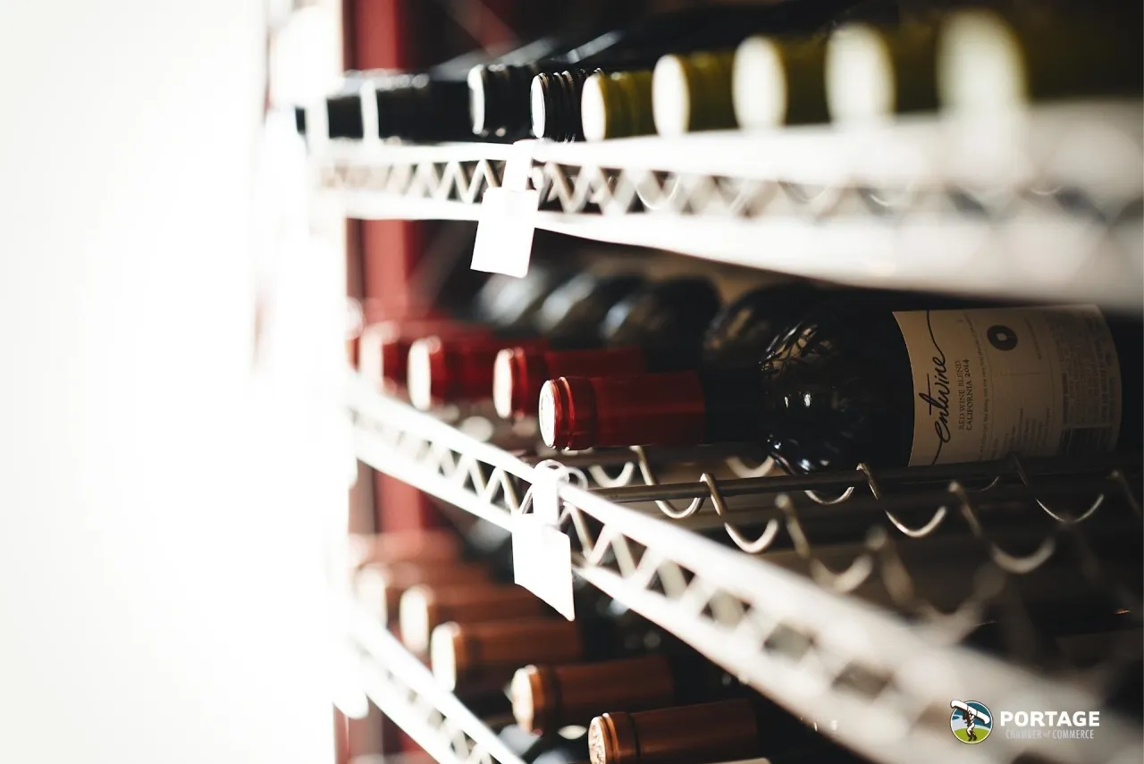 Bottles resting in the wine rack
